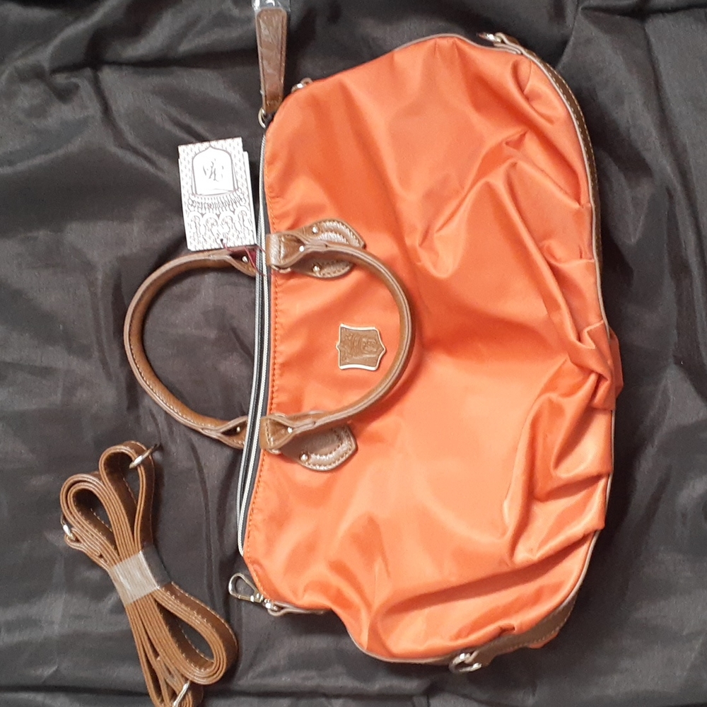 Orange nylon purse/shoulder bag/ travel shoulder bag/small bag